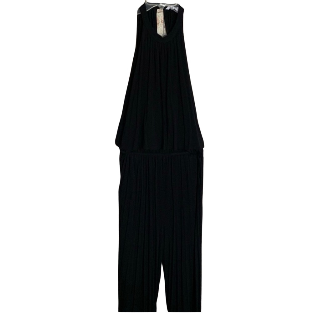 BB DAKOTA Black Jumpsuit XL Knit Halter Elastic Waist EVEREVE